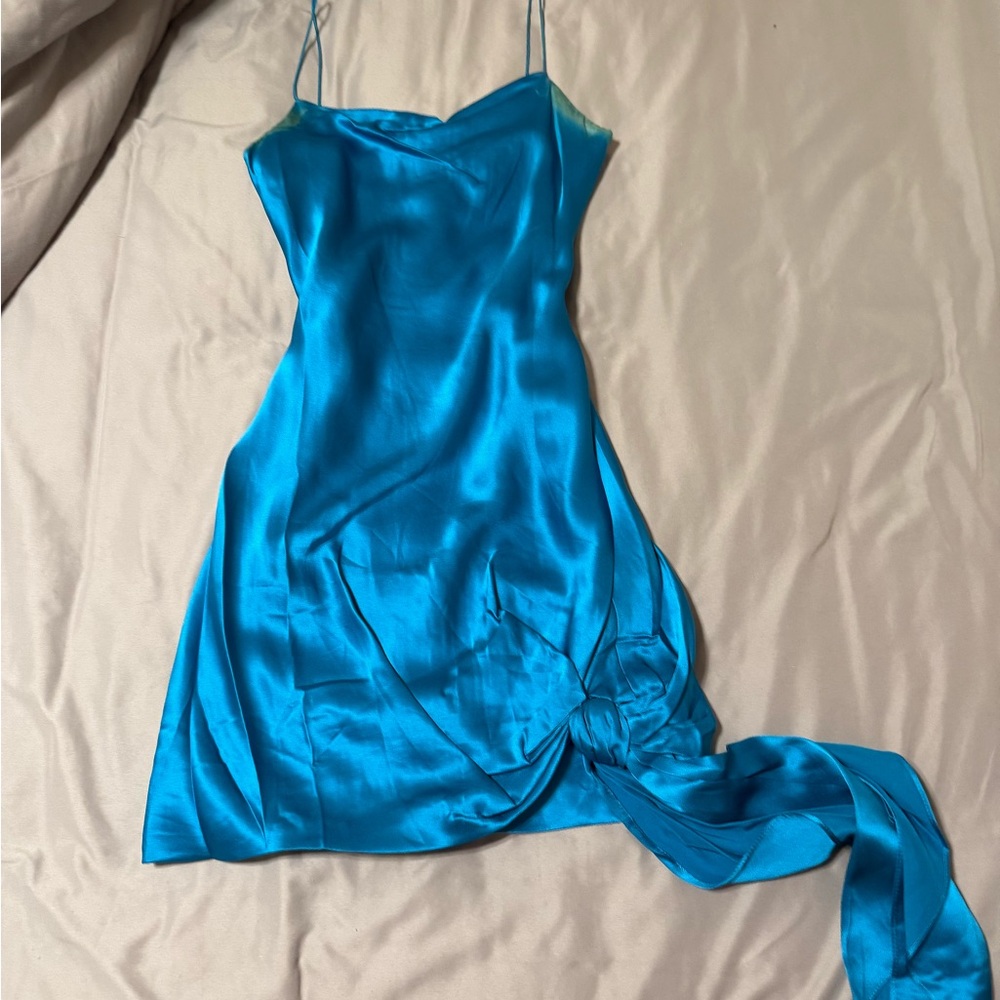 Cinq a Sept Blue Satin Mini Dress